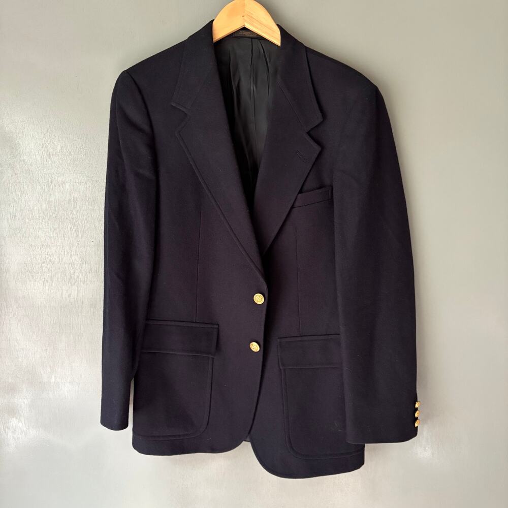 Fine Threads Vintage Men's Wool Blend Union Made Lined Blue Blazer 38 Regular